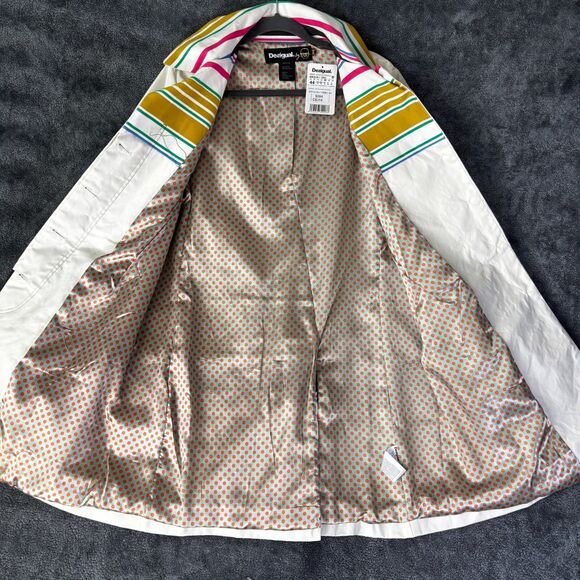 Desigual Coat Rare Botticelli Size 44 NWT Cotton Blend Striped 42E2L05 - Picture 4 of 10